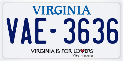 VA license plate VAE3636
