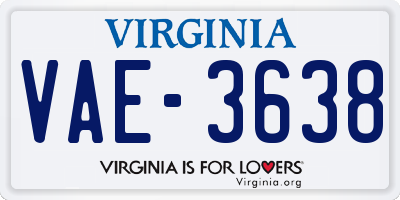 VA license plate VAE3638