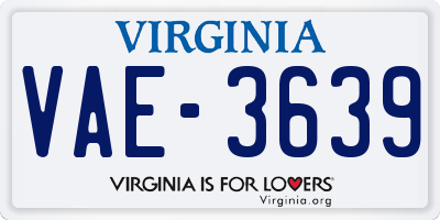 VA license plate VAE3639