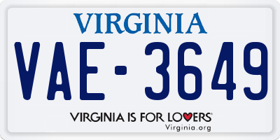 VA license plate VAE3649