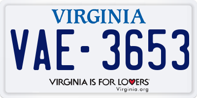 VA license plate VAE3653