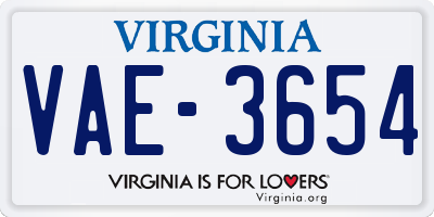 VA license plate VAE3654
