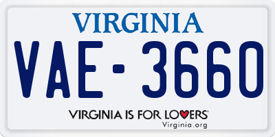 VA license plate VAE3660