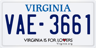 VA license plate VAE3661
