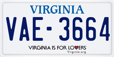 VA license plate VAE3664