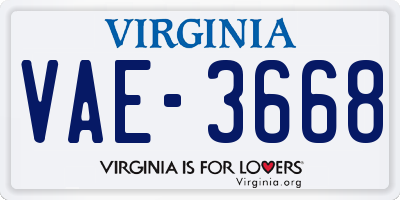 VA license plate VAE3668