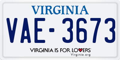 VA license plate VAE3673