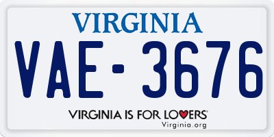 VA license plate VAE3676