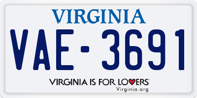VA license plate VAE3691
