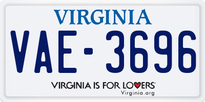 VA license plate VAE3696