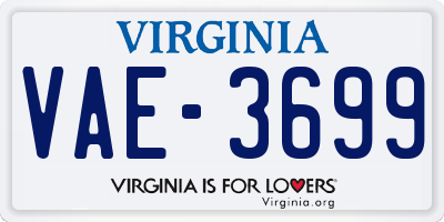 VA license plate VAE3699
