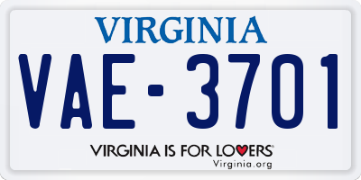 VA license plate VAE3701
