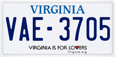 VA license plate VAE3705