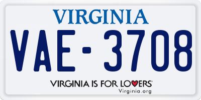 VA license plate VAE3708