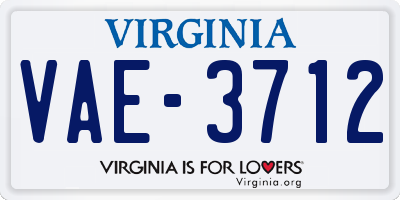 VA license plate VAE3712
