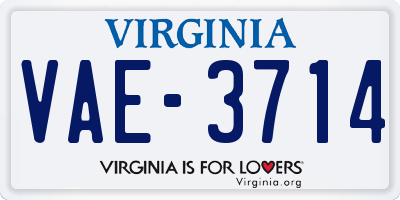 VA license plate VAE3714