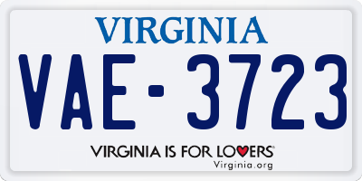 VA license plate VAE3723