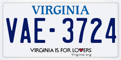 VA license plate VAE3724