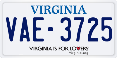 VA license plate VAE3725