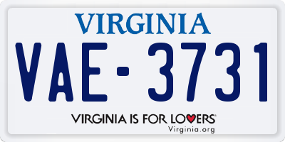 VA license plate VAE3731