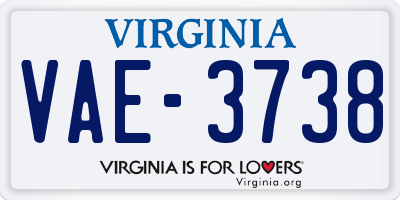 VA license plate VAE3738