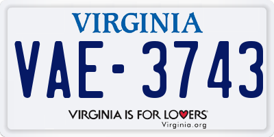 VA license plate VAE3743
