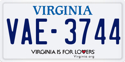 VA license plate VAE3744
