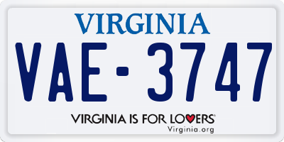 VA license plate VAE3747