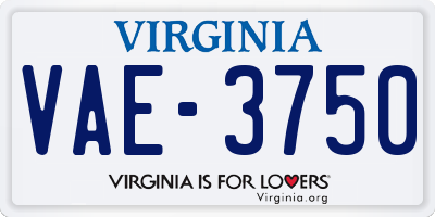VA license plate VAE3750