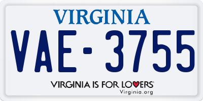 VA license plate VAE3755