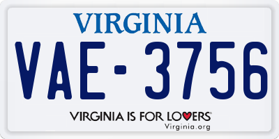 VA license plate VAE3756