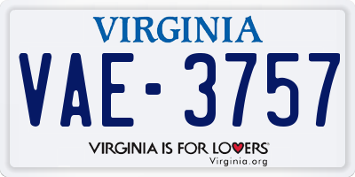 VA license plate VAE3757