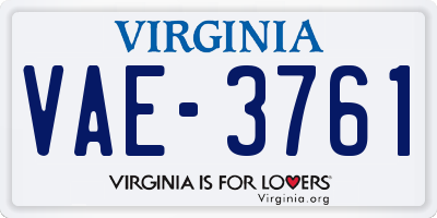 VA license plate VAE3761