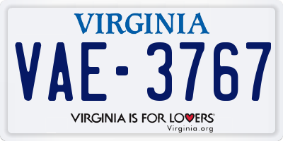 VA license plate VAE3767