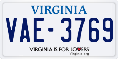 VA license plate VAE3769