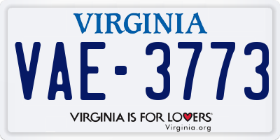 VA license plate VAE3773