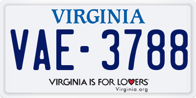 VA license plate VAE3788