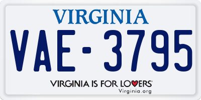 VA license plate VAE3795