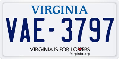 VA license plate VAE3797