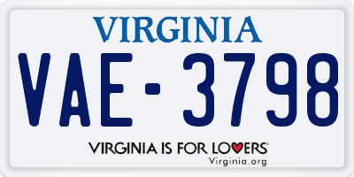 VA license plate VAE3798