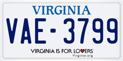VA license plate VAE3799