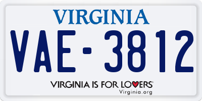 VA license plate VAE3812