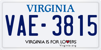 VA license plate VAE3815