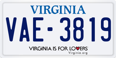 VA license plate VAE3819