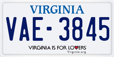 VA license plate VAE3845