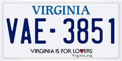 VA license plate VAE3851