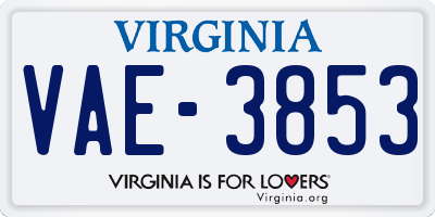 VA license plate VAE3853
