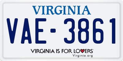 VA license plate VAE3861