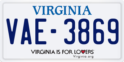 VA license plate VAE3869