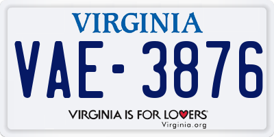 VA license plate VAE3876